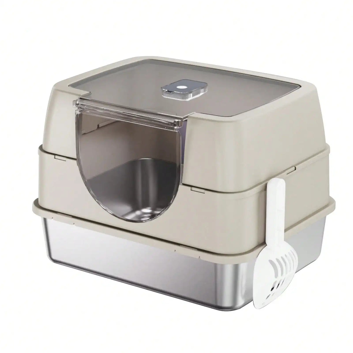 Extra Large Stainless Steel Litter Box with Lid, Mat and Scoop
