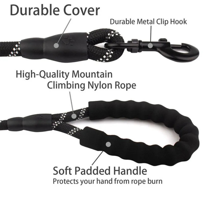 Reflective Padded-Handle Dog Leash
