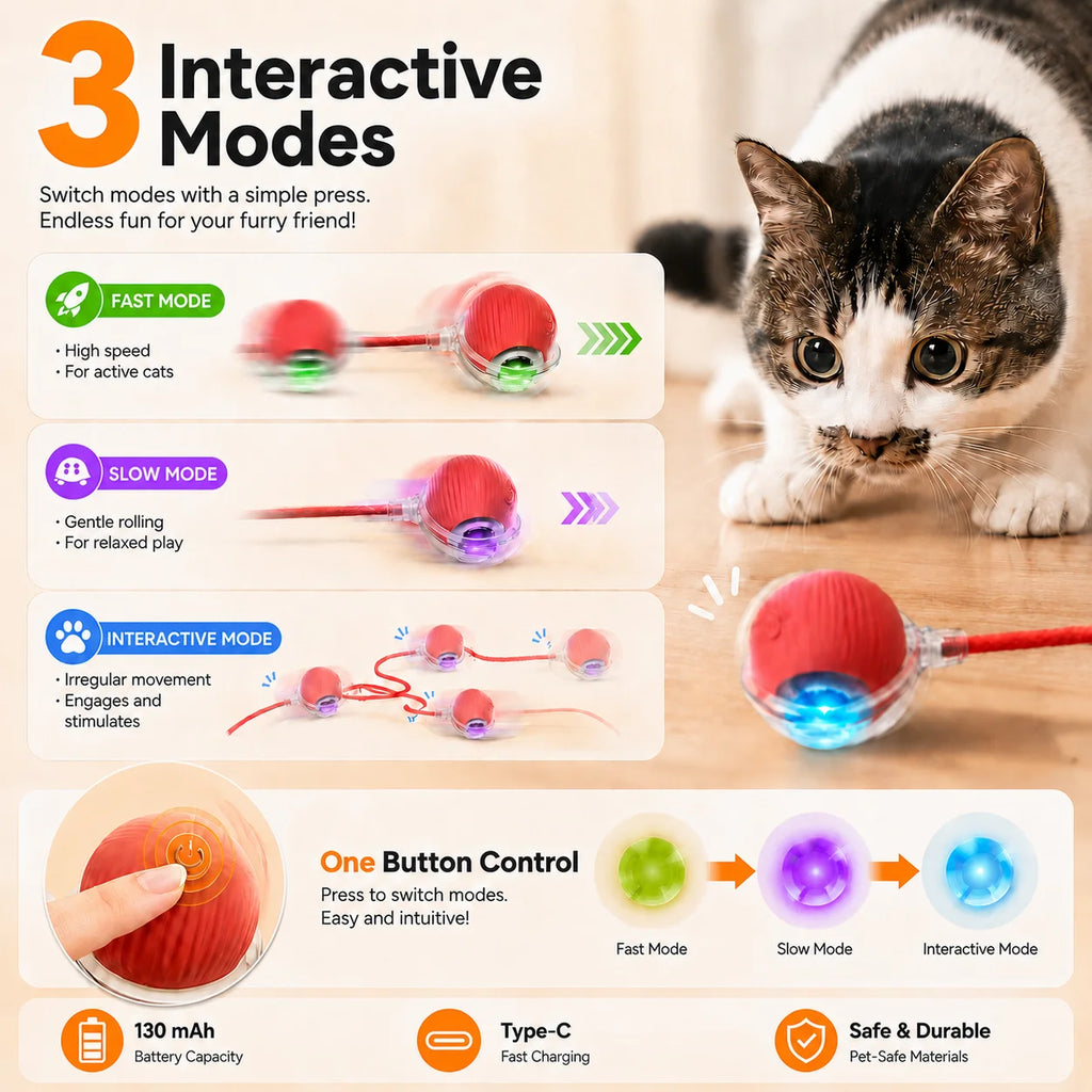 Smart Self-Rolling Cat Ball