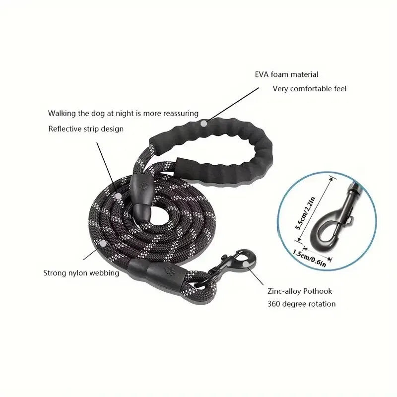 Reflective Padded-Handle Dog Leash