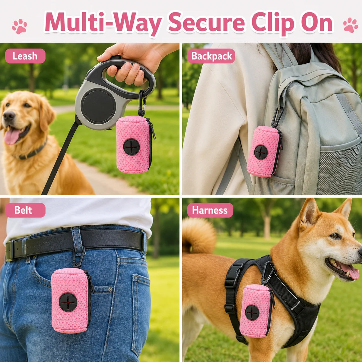 Dog Poop Bag Holder with Clip
