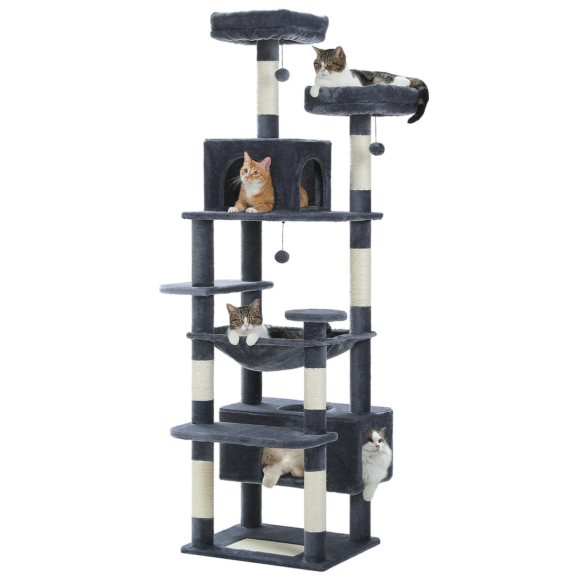 Large Cat Tree, 72 in Tower with Hammock, Condos and Sisal Posts