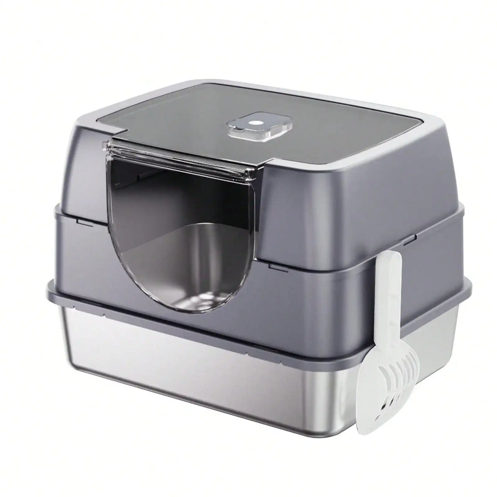 Litter Station: stainless steel litter box with lid