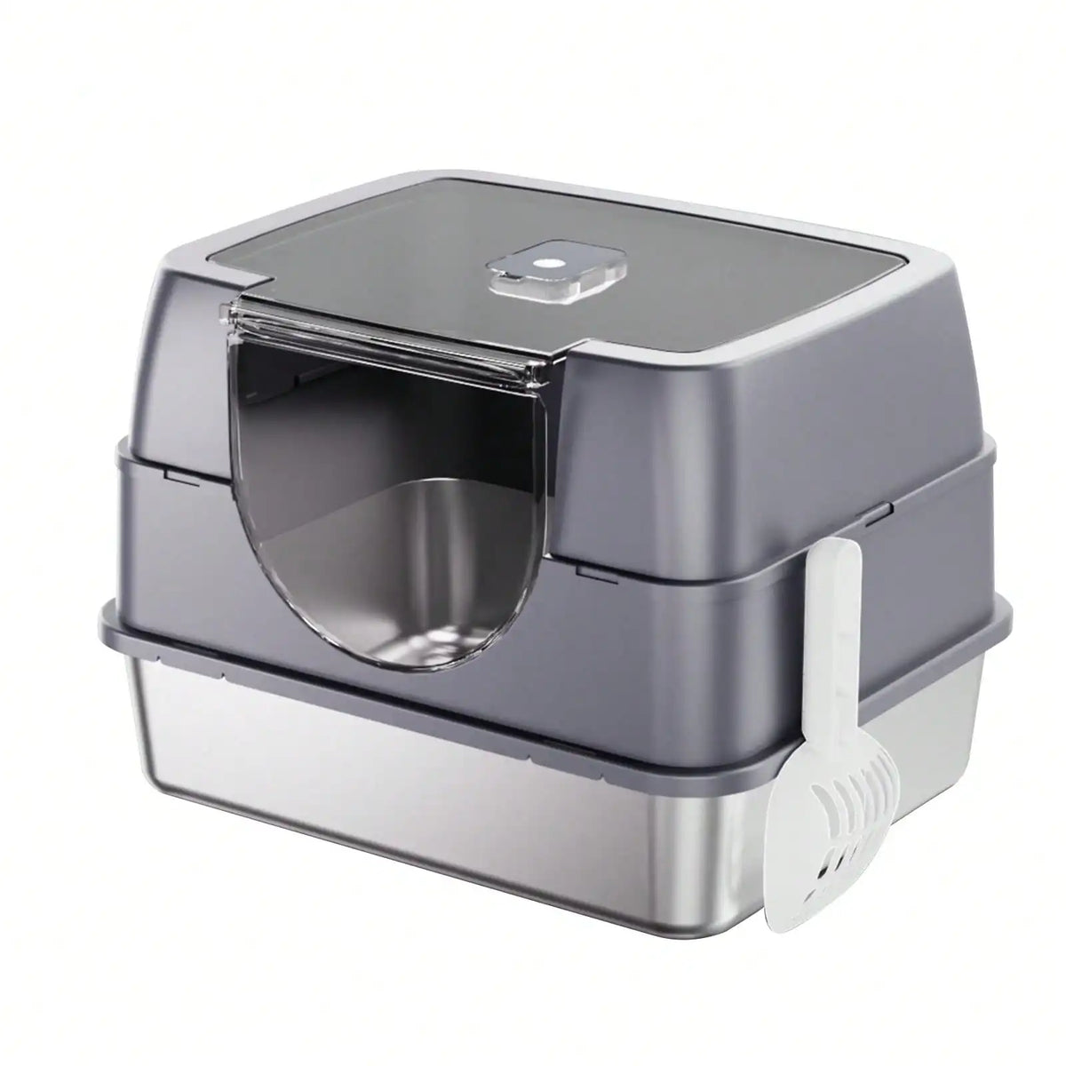 Litter Station: stainless steel litter box with lid