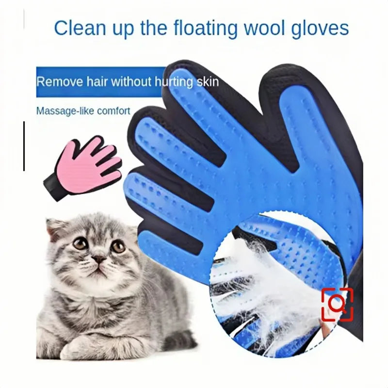 Grooming glove on a cat