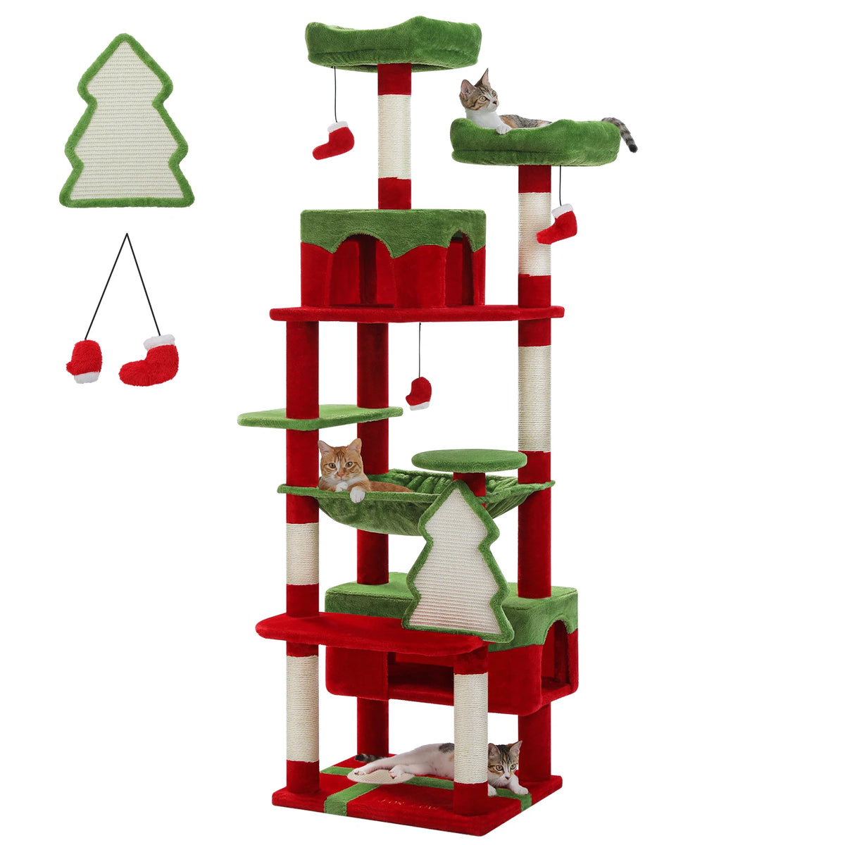 Large Cat Tree, 72 in Tower with Hammock, Condos and Sisal Posts