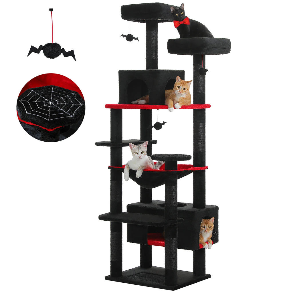 Large Cat Tree, 72 in Tower with Hammock, Condos and Sisal Posts