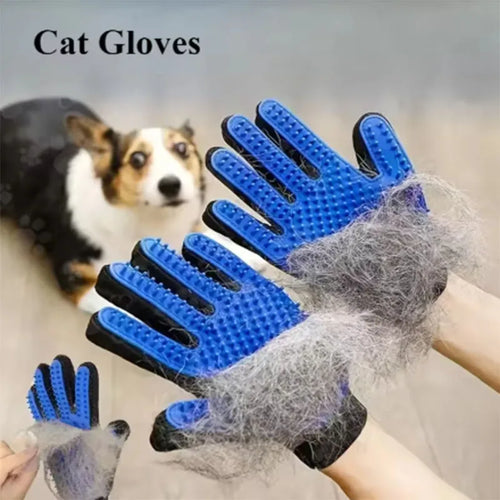 Pet grooming deshedding gloves