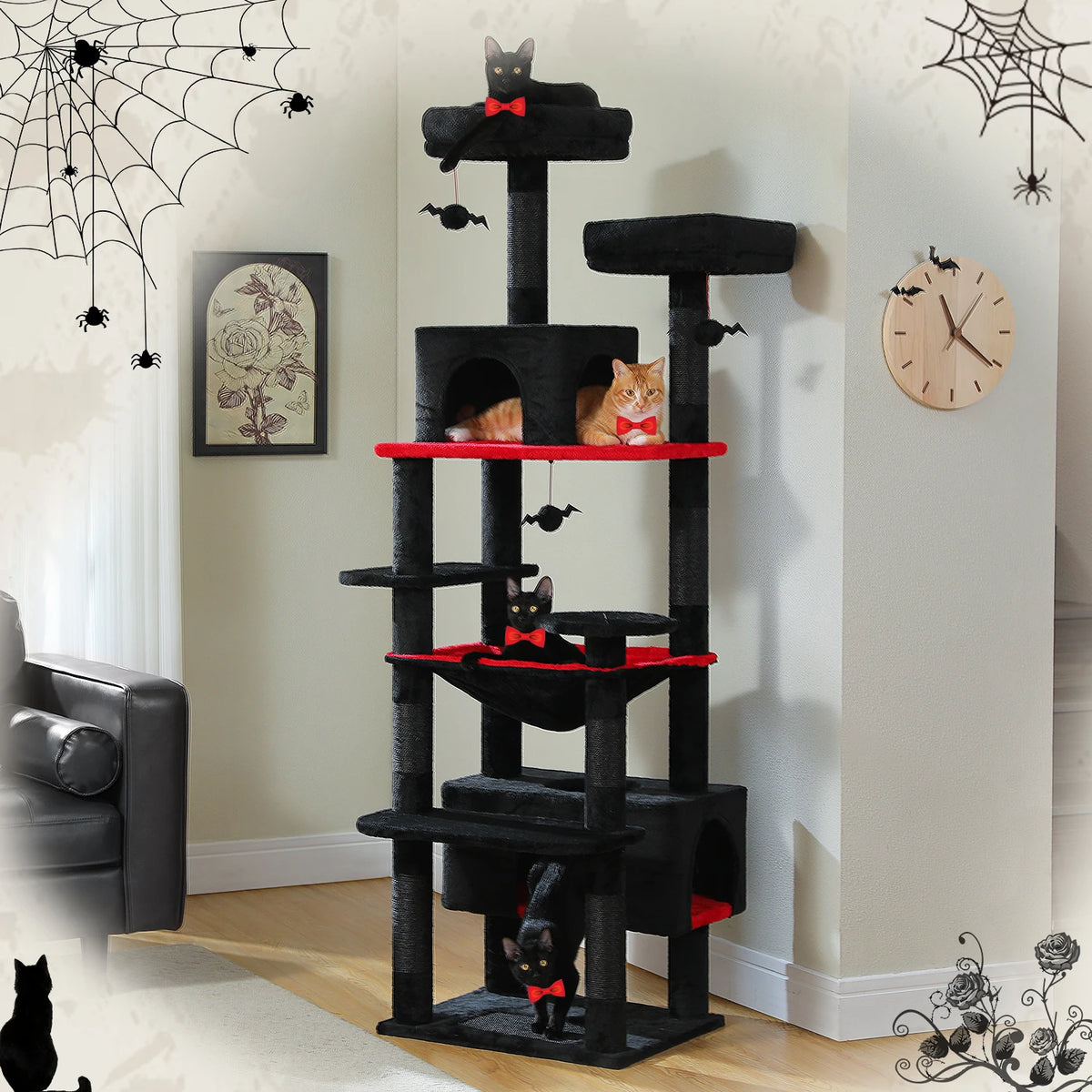 Large Cat Tree, 72 in Tower with Hammock, Condos and Sisal Posts